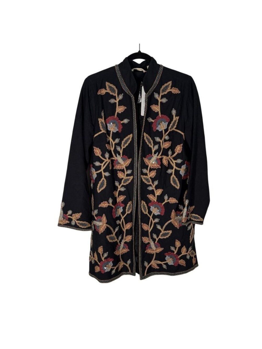 Soft Surroundings Womn S Black Boho Floral Embroidered Beaded Alamosa Jacket NWT - Picture 4 of 15